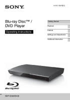 Sony BDP-S390 - Owners Manual 